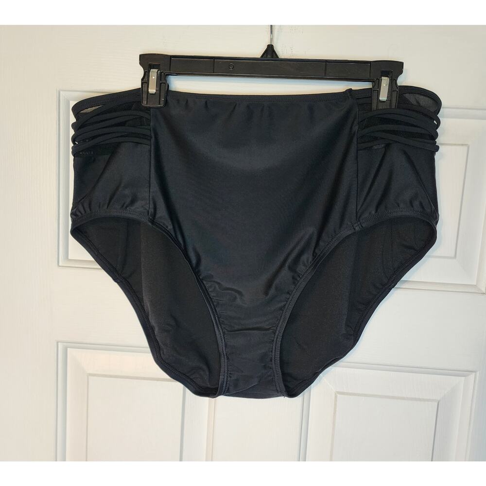 Island Soul Curve brand Brief Bikini Bottoms size 3X NWT Black